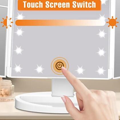 FASCINATE Trifold Vanity Mirror with Lights, Lighted Makeup Mirror 2X/3X - Open Box alternate image