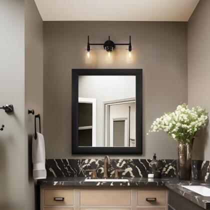 3 Light Bathroom Light Fixtures, Matte Black Bathroom Vanity Light Retro Vintage - Open Box alternate image