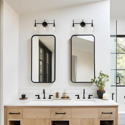 3 Light Bathroom Light Fixtures, Matte Black Bathroom Vanity Light Retro Vintage - Open Box alternate image