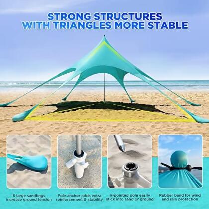 Fayloch Beach Sun Shade Tent Canopy - Turquoise - Open Box alternate image