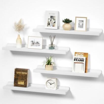 LOVE-KANKEI WHITE LONG FLOATING SHELVES FOR WALL 24 INCH SET OF 4 - WHITE - Open Box alternate image