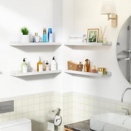 LOVE-KANKEI WHITE LONG FLOATING SHELVES FOR WALL 24 INCH SET OF 4 - WHITE - Open Box alternate image