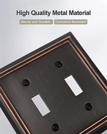 ZILLSEA DOUBLE TOGGLE WALL PLATE Aged Bronze Light Switch Cover (2-Pack) - Open Box alternate image
