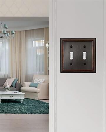 ZILLSEA DOUBLE TOGGLE WALL PLATE Aged Bronze Light Switch Cover (2-Pack) - Open Box alternate image