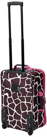 ROCKLAND 2 PIECE LUGGAGE SET CARRY-ON ROLLING SUITCASE TOTE BAG - PINK GIRAFFE alternate image