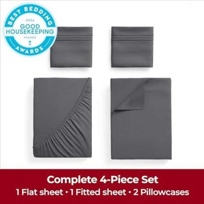 Mellanni Queen Sheets Set - 4 PC Iconic Collection Bedding - Hotel Luxury Gray - Open Box alternate image