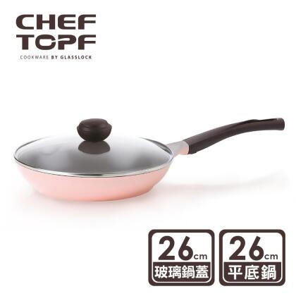 韓國 Chef Topf 玫瑰系列薔薇鍋不沾平底鍋26公分(附玻璃蓋) 