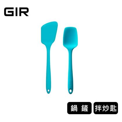 美國GIR頂級白金矽膠鍋鏟+拌炒匙二入組 (沉靜灰／正紅色／寶石藍） 