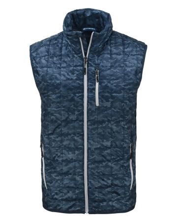 Cutter & Buck Rainier PrimaLoft® Mens Eco Insulated Full Zip Printed Puffer Vest 