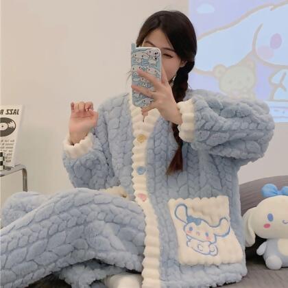 冬季長袖珊瑚絨 多款居家睡袍套裝 
