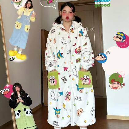很推薦高質感 冬季小新造型保暖睡袍家居服 