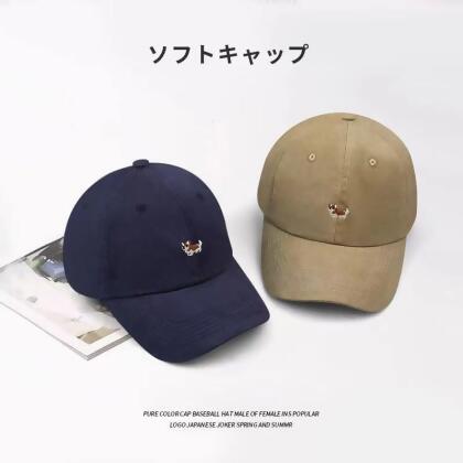 春夏可愛刺繡柯基情侶款棒球帽 
