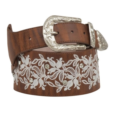Angel Ranch Western Belt Womens Leather Distressed Floral Brown DA6252 
