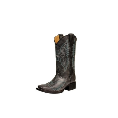 Corral Western Boots Girls Cowboy Embroidered Pull On Black E1200 