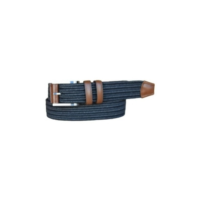 Lejon Dress Belt Mens Charter Cotton Elastic Leather Strap Black 16501 