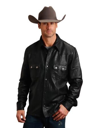 Stetson Western Jacket Mens Leather Snap Black 11-097-0539-6622 BL 