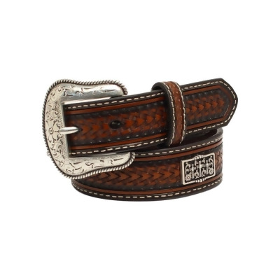 Nocona Western Belt Boys Stained Edges Embossed Cross Concho N4440602 