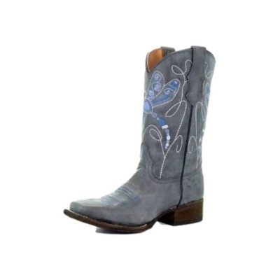 Corral Western Boots Girls Cowboy Leather Gray Pull On Oxford T0033 
