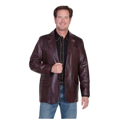 Scully Western Jacket Mens Leather Blazer Ostrich Trim Pockets F0_650 