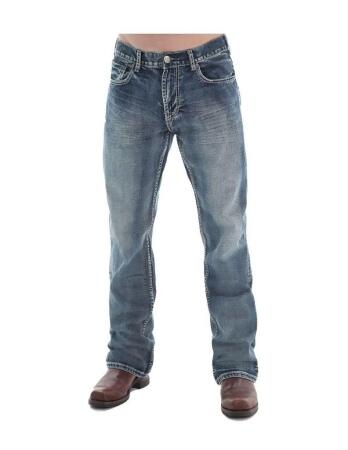 B. Tuff Western Denim Jeans Mens Steel Bootcut Relaxed Med Wash MSTEEL
