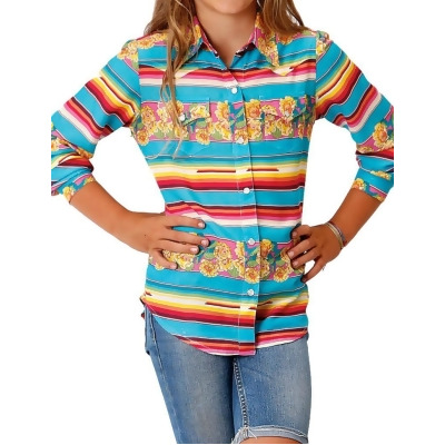 Roper Western Shirt Girls L/S Serape Turquoise 03-080-0590-4050 BU 