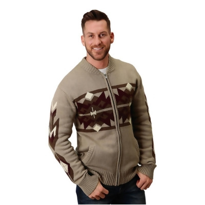 Stetson Western Sweater Mens Aztec Zip Brown 11-014-0120-7106 BR 