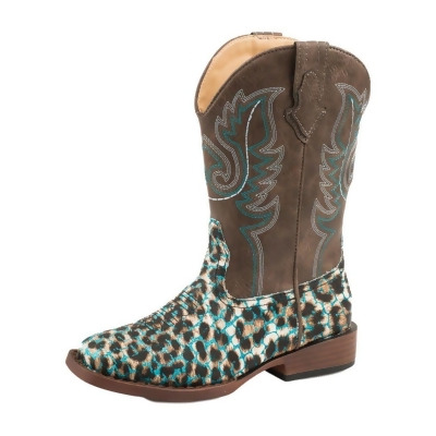 Roper Western Boots Girls Glitter Leopard Turq 09-018-1901-2562 BU 
