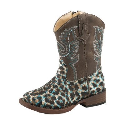 Roper Western Boots Girls Glitter Leopard Blue 09-017-1901-2562 BU 