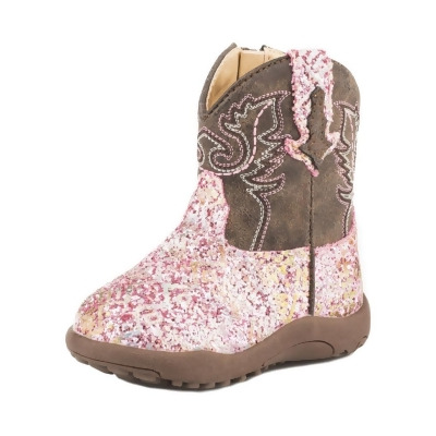Roper Western Boots Girls Glitter Aztec Zip Pink 09-016-1225-2062 PI 