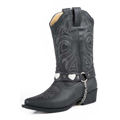 Roper Western Boots Girls Cowgirl Cute Heart Black 09-018-1556-1116 BL 