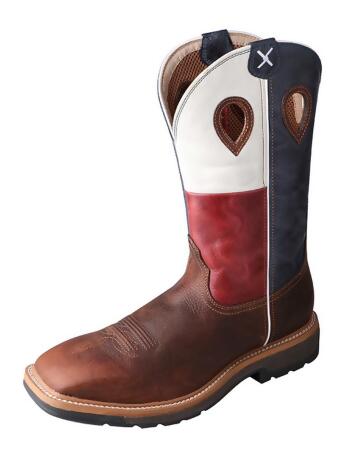 Twisted X Work Boots Mens Lite Steel Toe Texas Flag Brown MLCS007