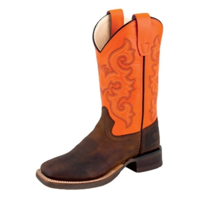 Old West Cowboy Boots Boys Natural Welt Strap Brown Orange BSC1867 