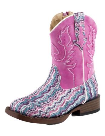 Roper Western Boots Girls Square Toe Zip Up Pink 09-017-1901-2922 PI 