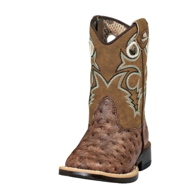 Double Barrel Western Boots Boys Brant Square Faux Ostrich 4410102 