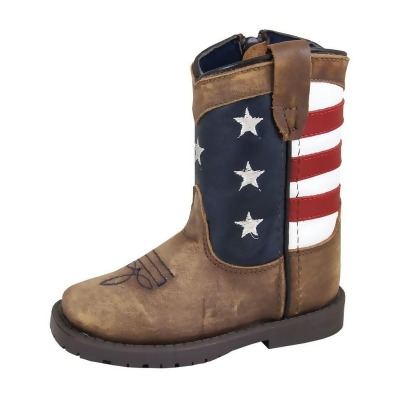 Smoky Mountain Western Boots Boys Stars Stripes Zip Brown 3800T 