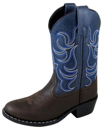 Smoky Mountain Western Boots Boys Monterey Leather Brown Navy 1759 
