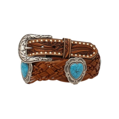 Angel Ranch Western Belt Womens Heart Concho Braided Tooled D140002408 