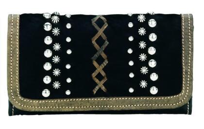 American West Western Wallet Womens River Rock Trifold Black 4122282 