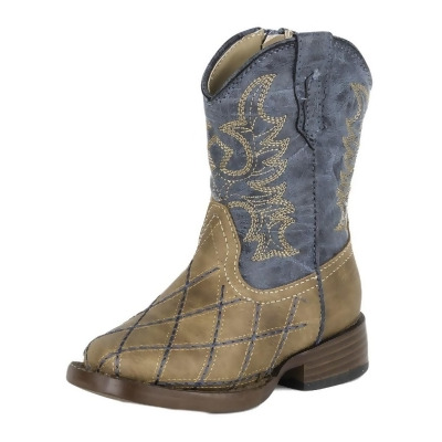 Roper Western Boots Boys Faux Leather Tan Navy 09-017-1900-0080 TA 