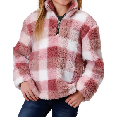 Roper Western Sweatshirt Girls Buffalo Plaid Pink 03-298-0250-6154 PI 