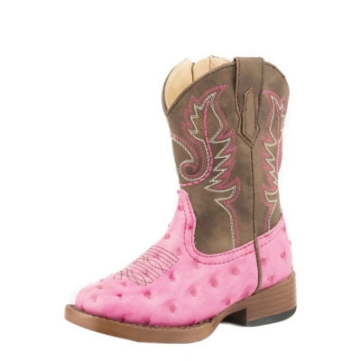 Roper Western Boots Girls Annabelle Ostrich Pink 09-017-1900-1522 PI 