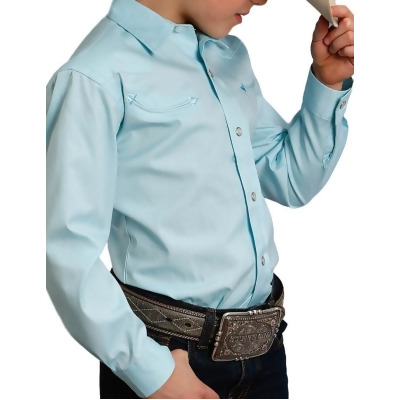 Stetson Western Shirt Boys Pinpoint L/S Snap Aqua 11-030-0465-0020 BU 