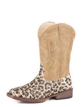 Roper Western Boots Girls Glitter Square Toe Tan 09-119-1901-2800 TA 