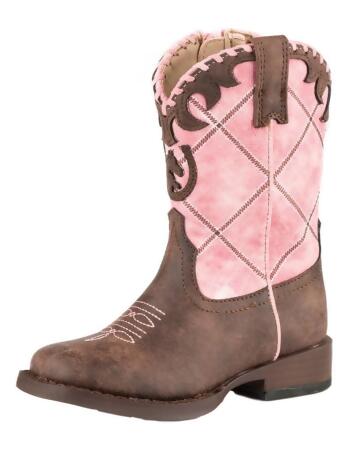 Roper Western Boots Girl Lacy Horseshoe Crest Pink 09-017-1902-2000 PI 