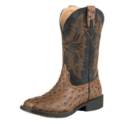 Roper Western Boots Boys Jed Ostrich Brown 09-119-1224-2003 BR 
