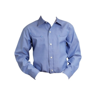 Stetson Western Shirt Boys Pinpoint L/S Snap Blue 11-030-0465-0023 BU 