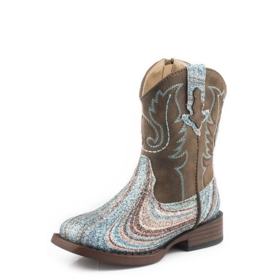 Roper Western Boots Girls Glitter Zipper Swirl II 09-017-1901-2923 BR 