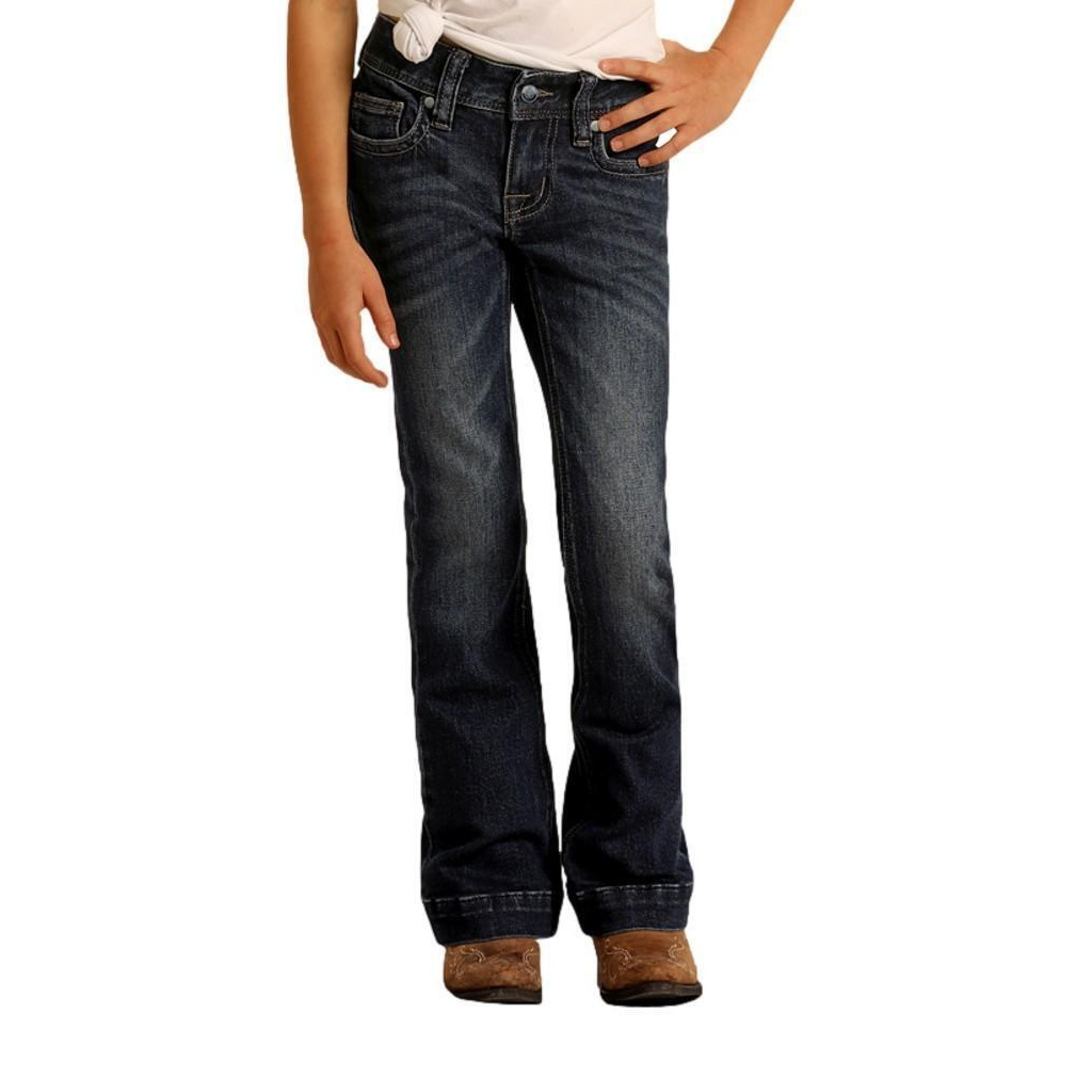 Rock & Roll Western Denim Jeans Girls Zip Dark Vintage G5F1702