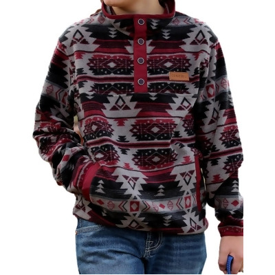 Cinch Western Sweatshirt Boy Aztec Print Placket Logo Patch MWK7590009 