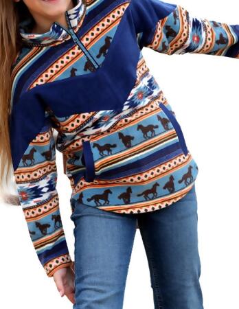 Cruel Girl Western Sweatshirt Girls 1/4 Zip Western Print CWK8640002 